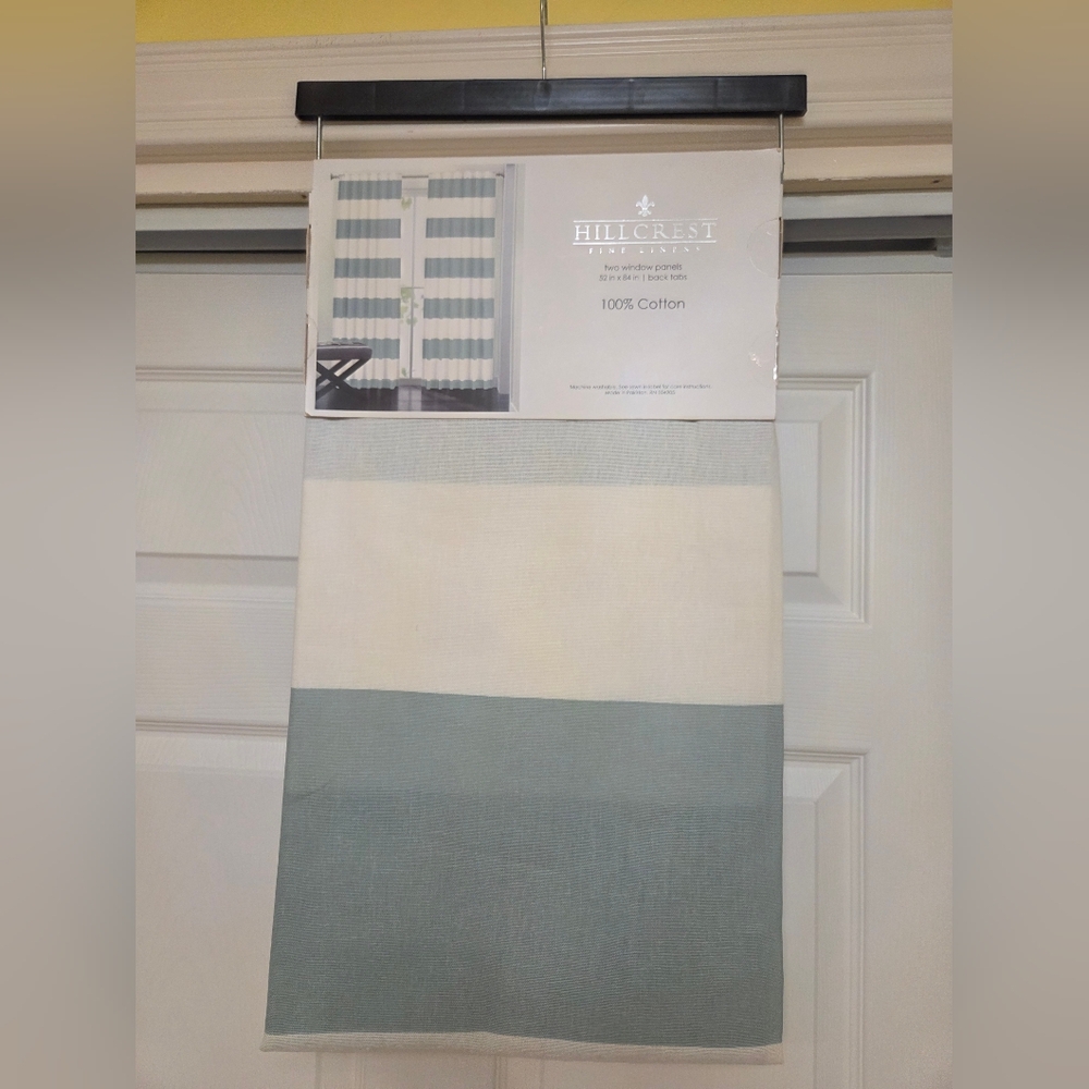Hillcrest Blue and White Cotton Curtains